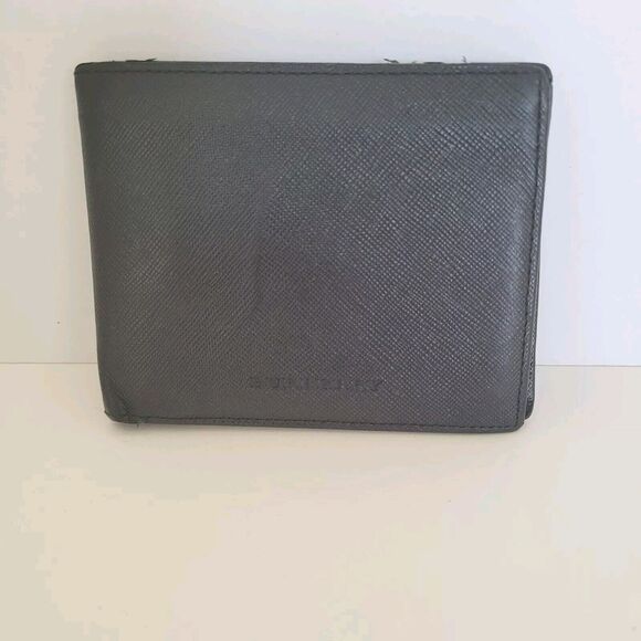 Burberry Men Designer Card Coin Bill Wallet 3in1 Black Leather Bifold Medium - Picture 1 of 14